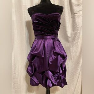 BCX Dress Deep Purple Lotus Bodice Strapless Formal Dress Size 9